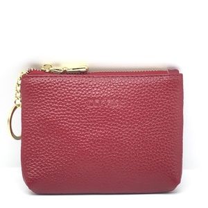 IXYVIA Leather Zip Coin Purse with Keychain Ring